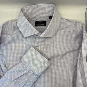 Gitman Bros. Tailored Fit Dress Shirt Mens 16-33 Micro Check Blue Red Cotton USA